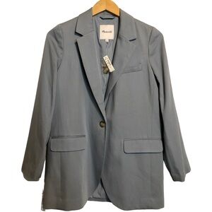 New Madewell Larsen Drapeweave Overcast Blue Lined Jacket Blazer S